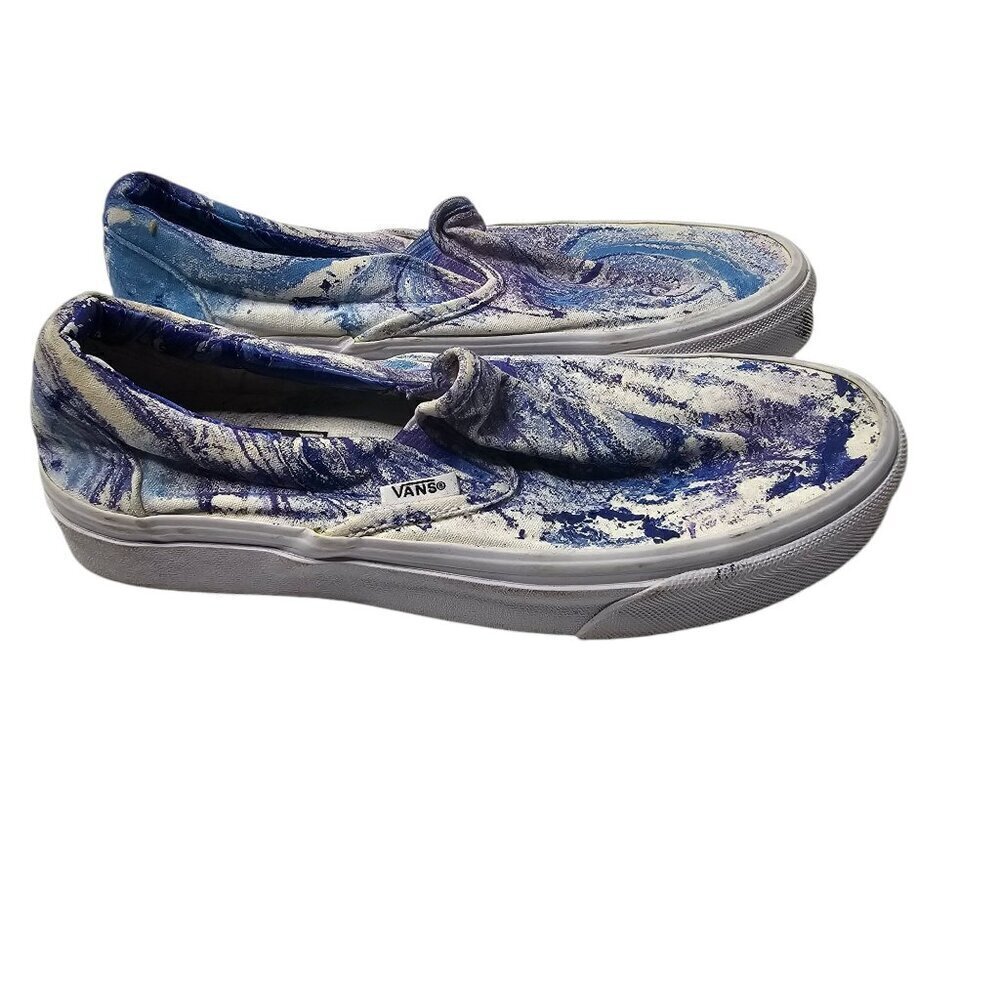 Vans Classic Slip On Sneaker Hand Painted Blue size 5